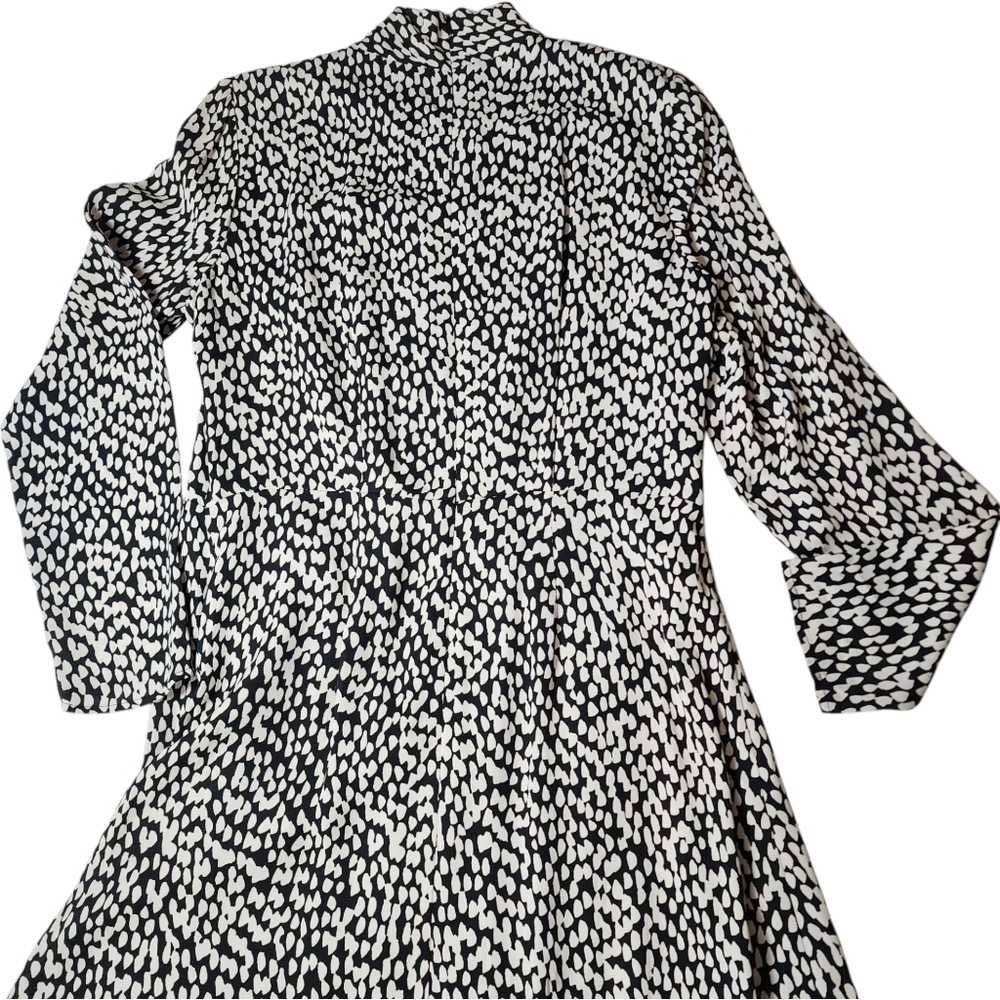 Judith & Charles Rimini Black White Mock Neck Keyhole Dress Long Sleeve Size 8 - Picture 6 of 17